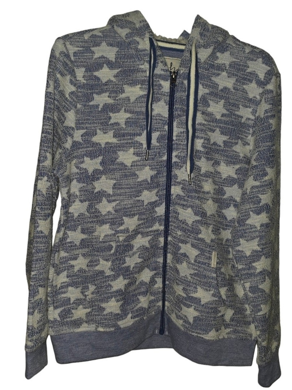 Soho Threads Blue Hooded Jacket Large Cotton Polyester